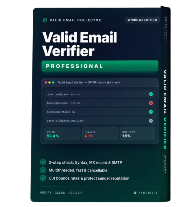 Valid Email Verifier software interface