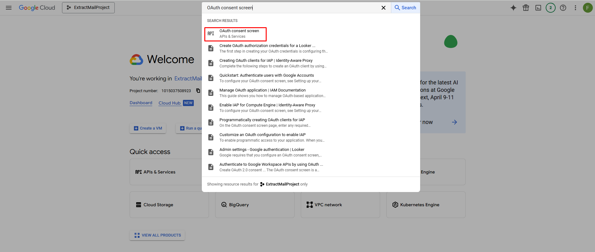 OAuth consent screen