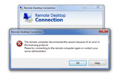 Remote desktop connection error – solved