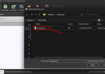 Email Sorter Select Email List