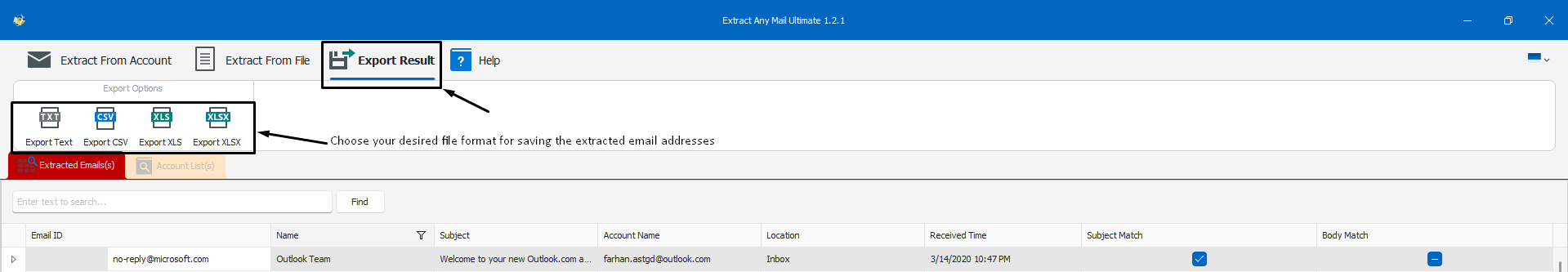 Export Email Addresses
